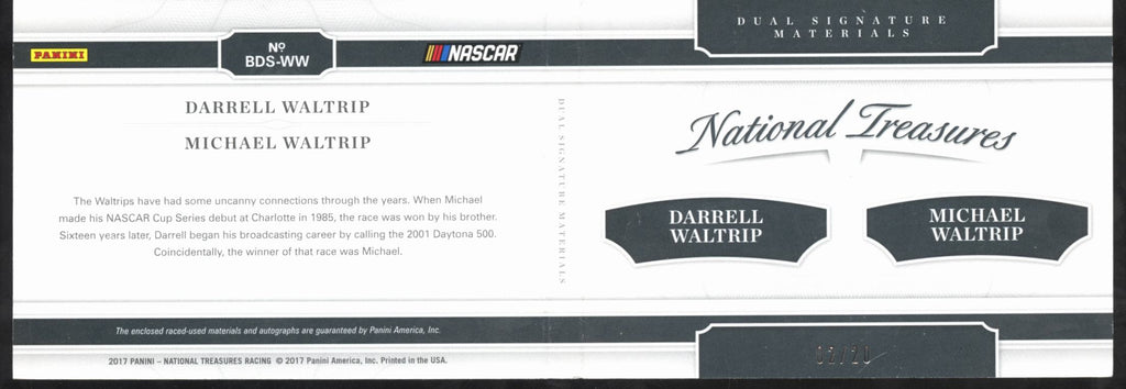 Darrell Waltrip Michael Waltrip 2017 National Treasures Racing Autograph 2/20
