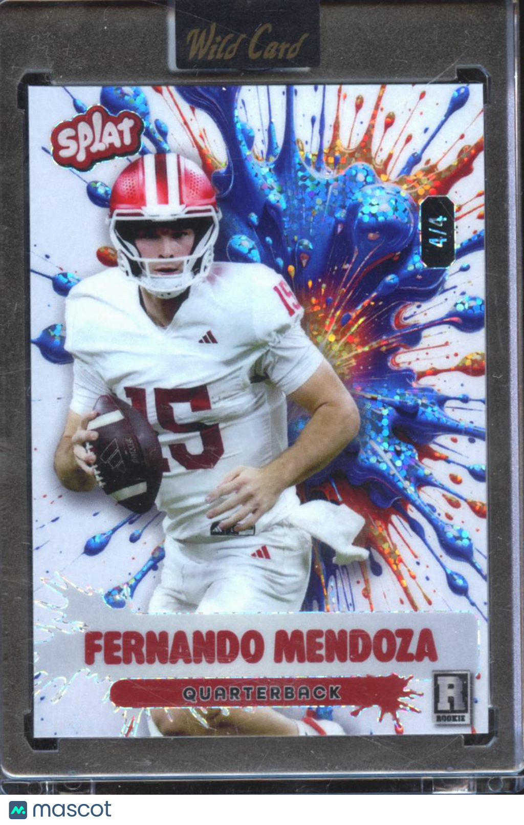 Fernando Mendoza 2026 Wild Card RC Splat 4/4 Indiana Hoosiers Raiders