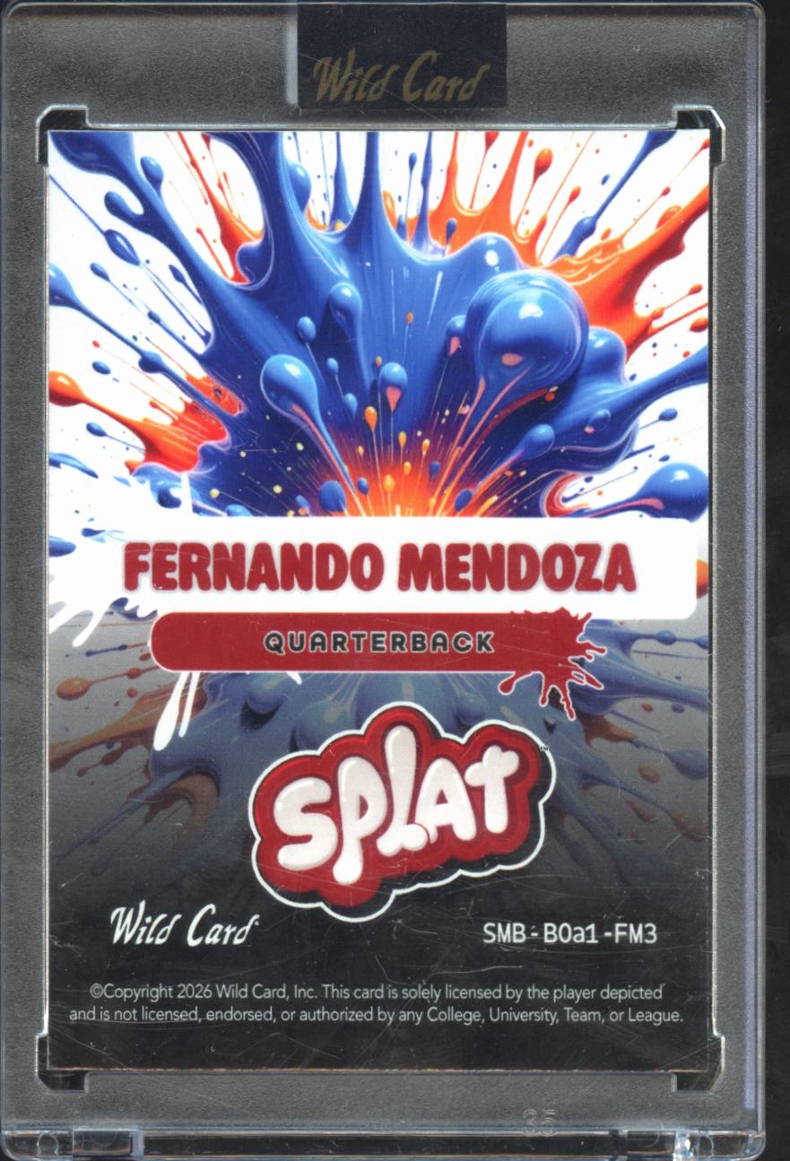 Fernando Mendoza 2026 Wild Card RC Splat 4/4 Indiana Hoosiers Raiders