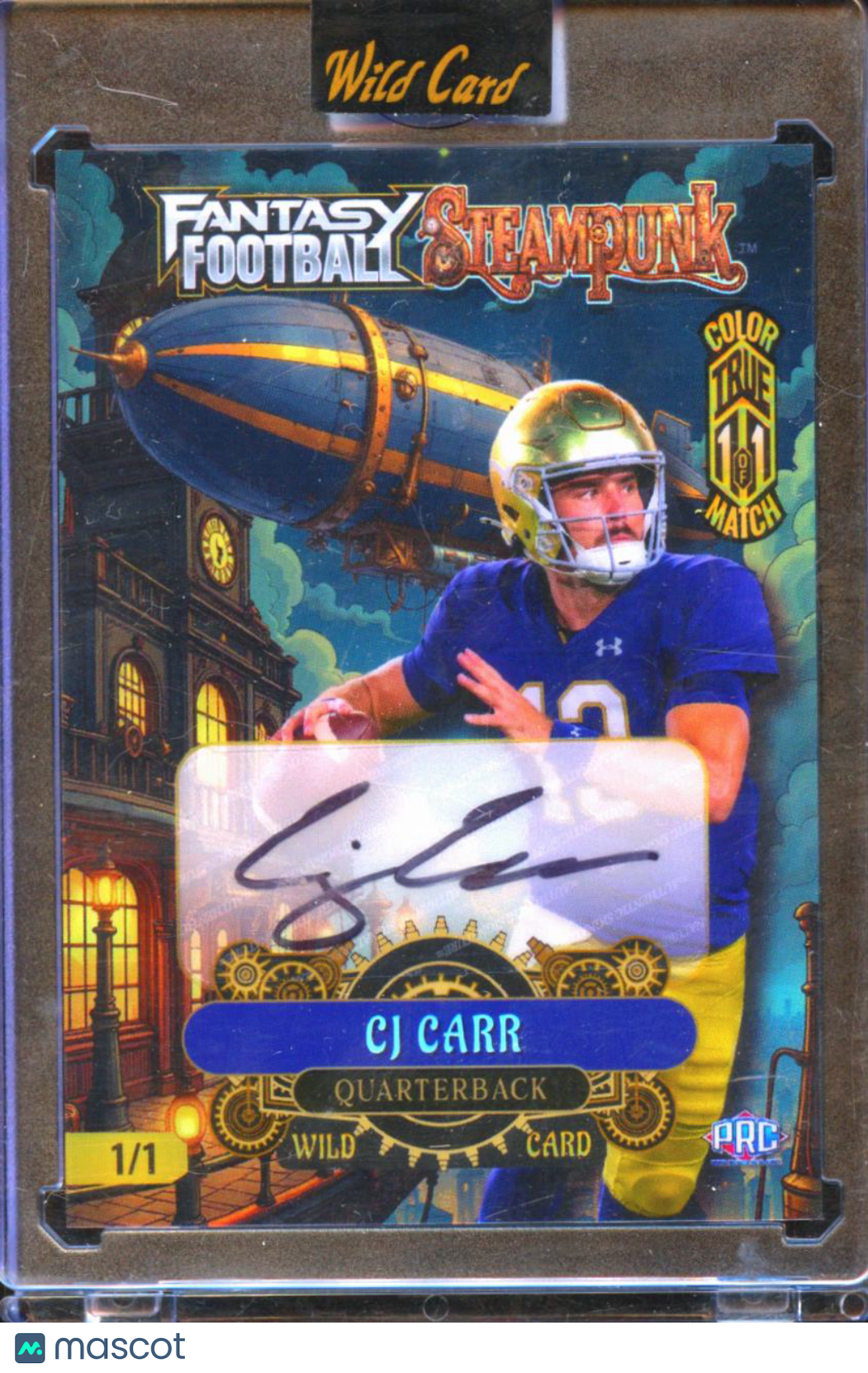 CJ Carr 2026 Wild Card Steampunk Auto Autograph RC Notre Dame Irish 1/1