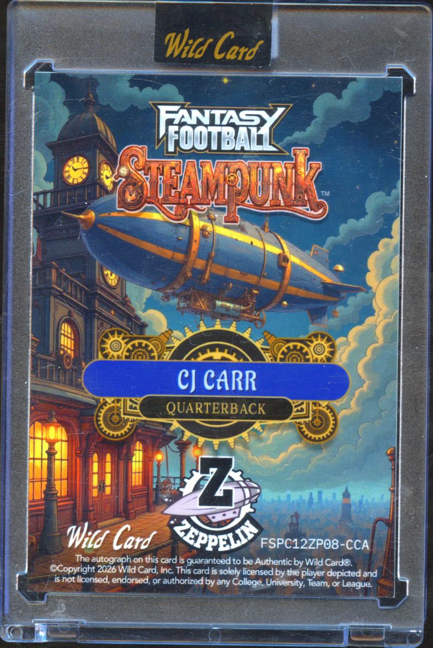 CJ Carr 2026 Wild Card Steampunk Auto Autograph RC Notre Dame Irish 1/1