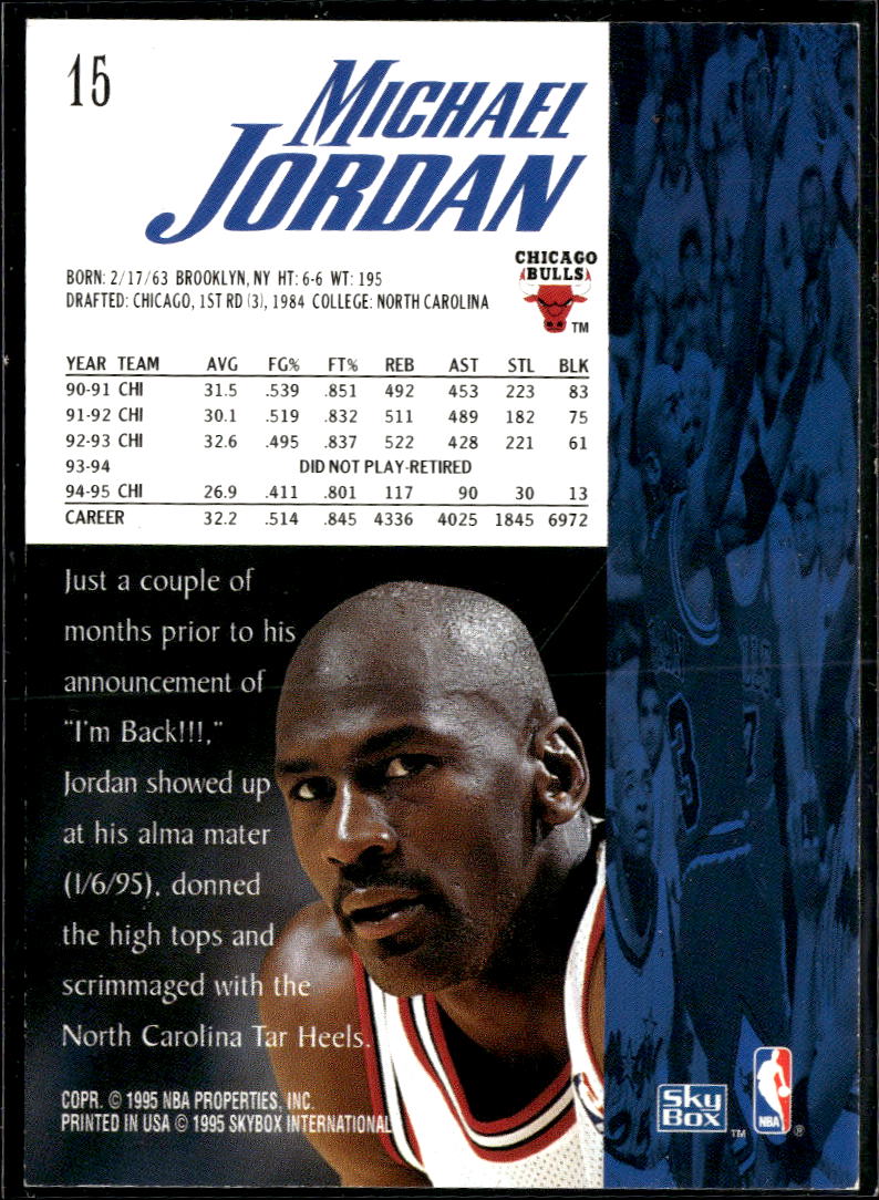 Michael Jordan 1995 SkyBox #15 Chicago Bulls