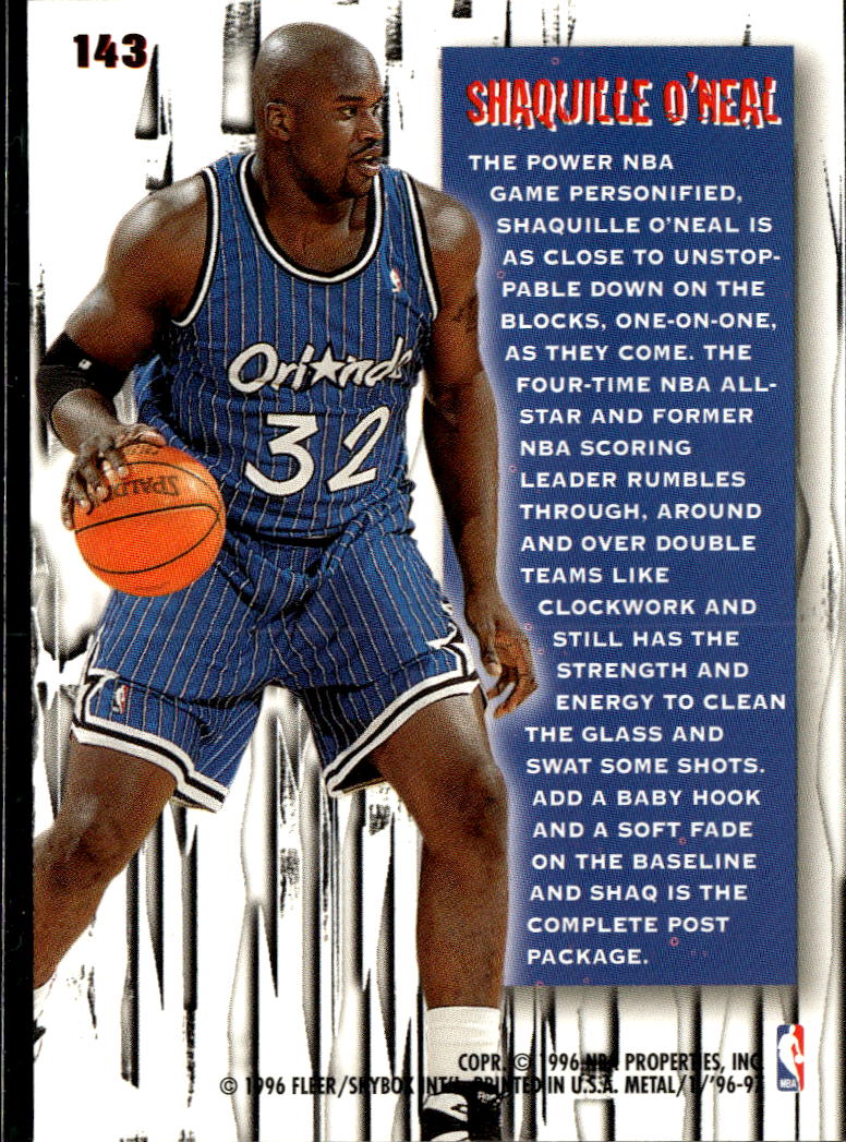 Shaquille O'Neal 1996 SkyBox Metal Metal Shredders #143 Orlando Magic