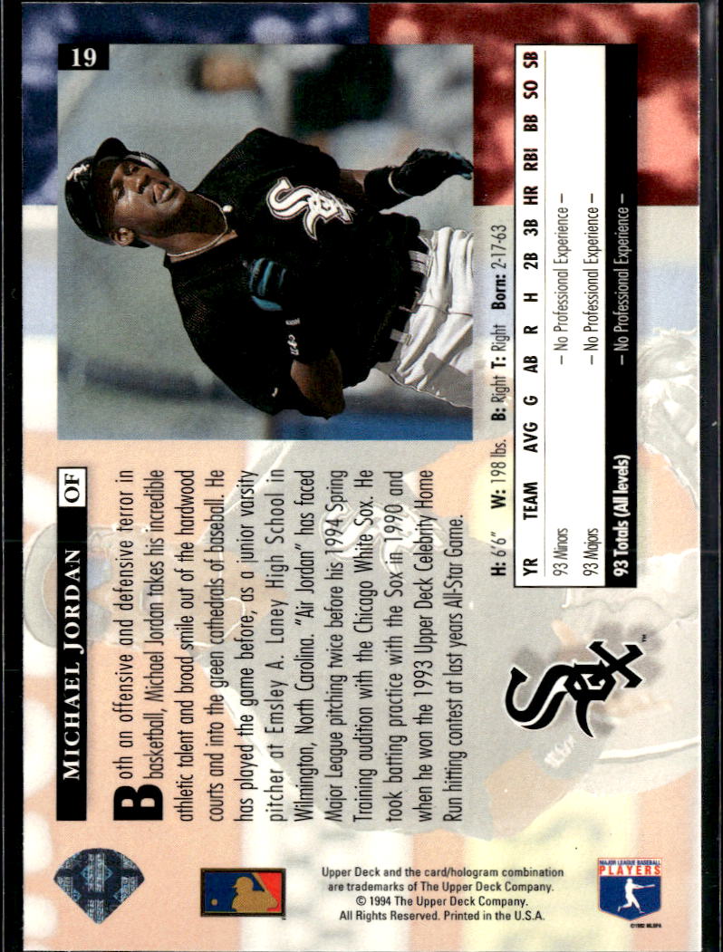 Michael Jordan 1994 Upper Deck Star Rookies RC Chicago White Sox