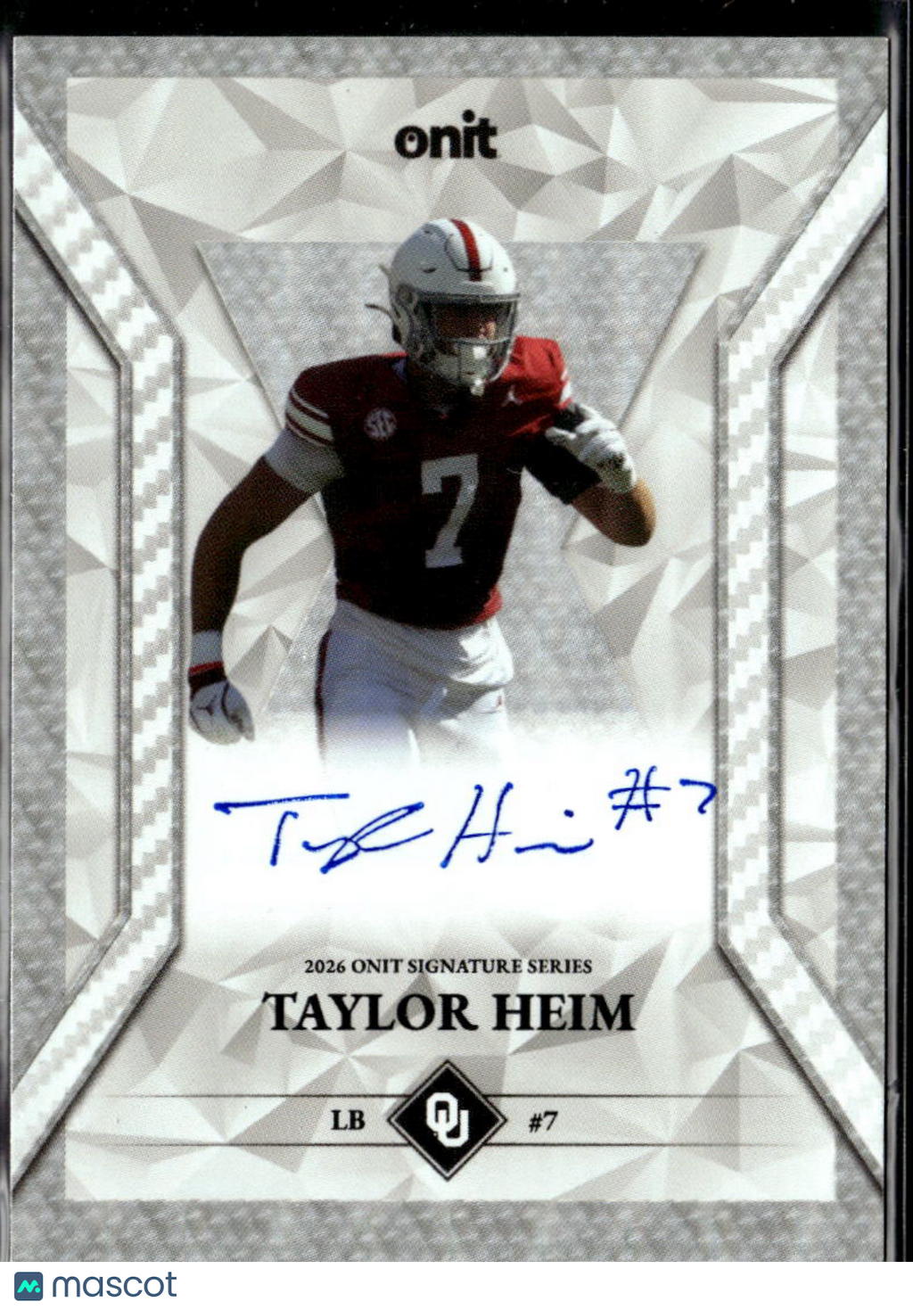 Taylor Heim 2026 Onit Signature Series Auto Autograph RC 3/3 Oklahoma Sooners