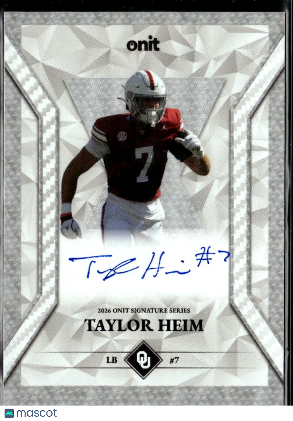 Taylor Heim 2026 Onit Signature Series Auto Autograph RC 3/3 Oklahoma Sooners