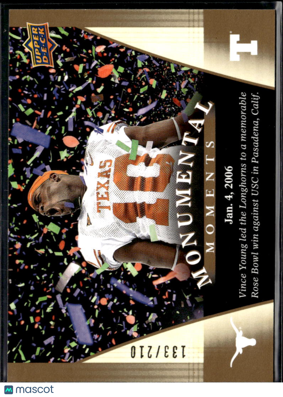 Vince Young 2011 Upper Deck Monumental GOLD 133/210 Texas Longhorns