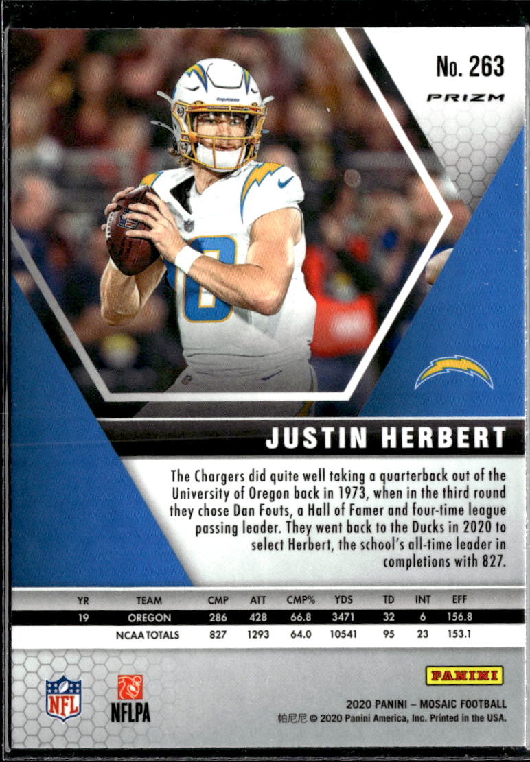 Justin Herbert 2020 Mosaic Rookie RC Pink Camo Los Angeles Chargers