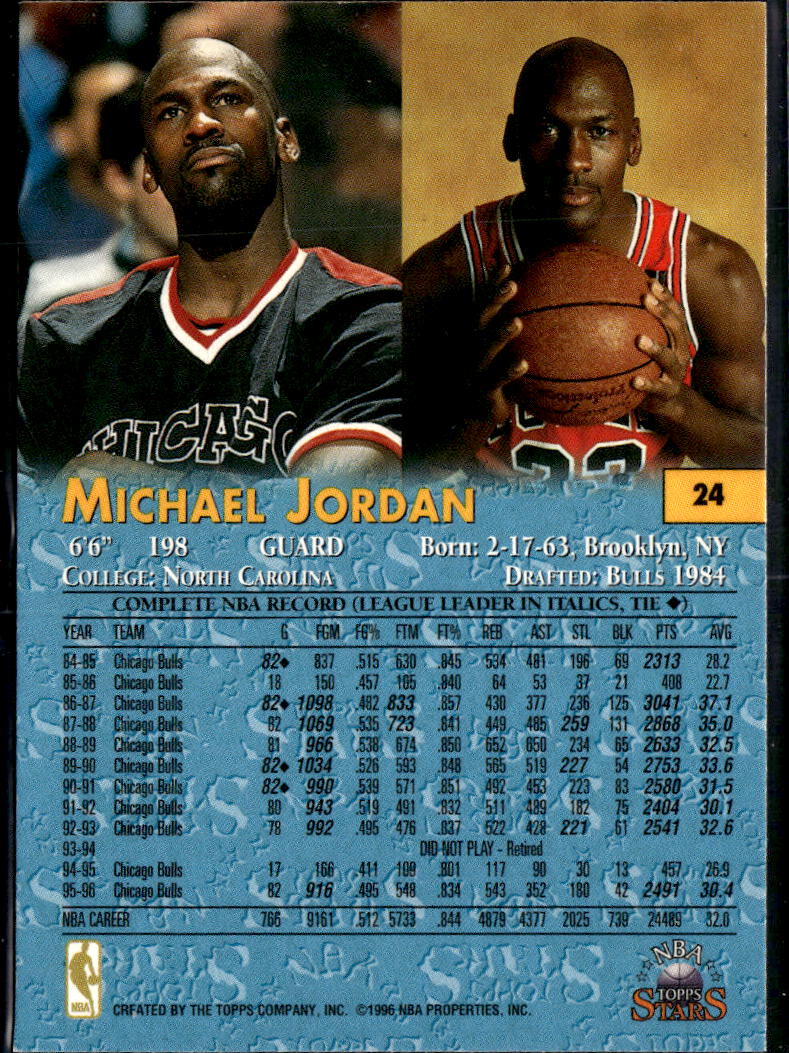 Michael Jordan 1996 Topps Stars #24 Chicago Bulls
