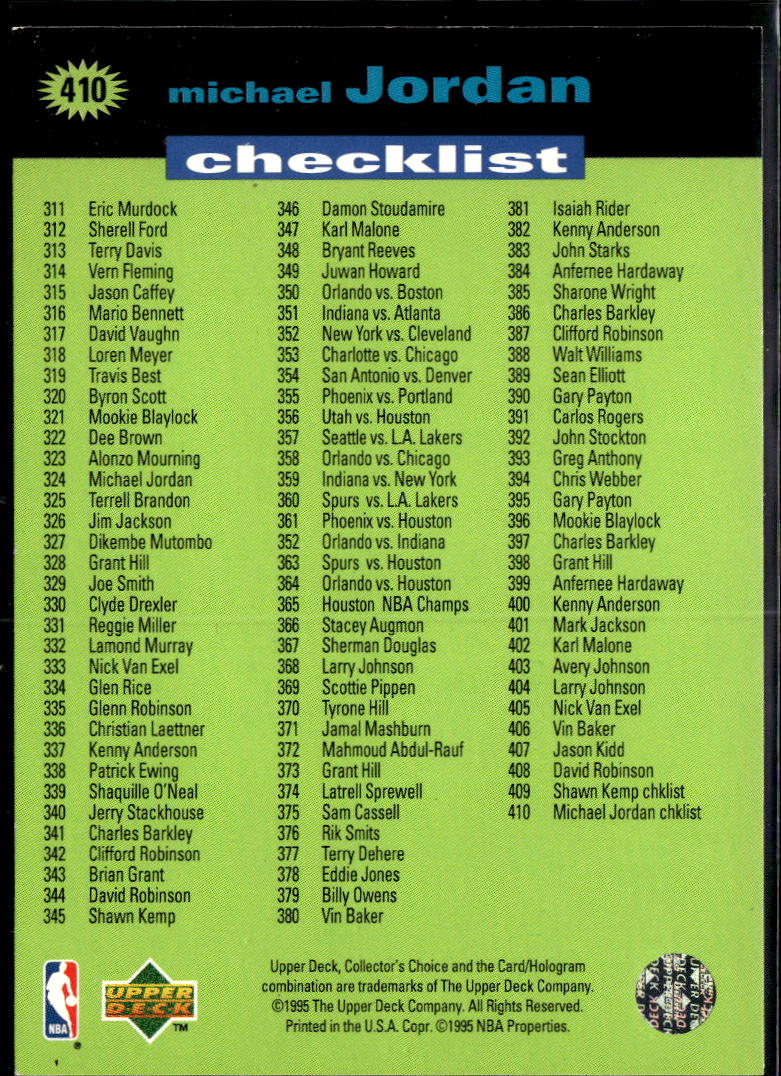 Michael Jordan 1995 Upper Deck Collector's Choice Players Club Chicago Bulls