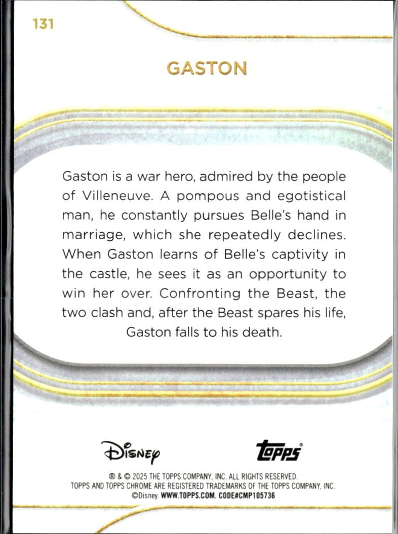 Gaston 2025 Topps Chrome Disney Sapphire Orange Refractor 17/25 #131