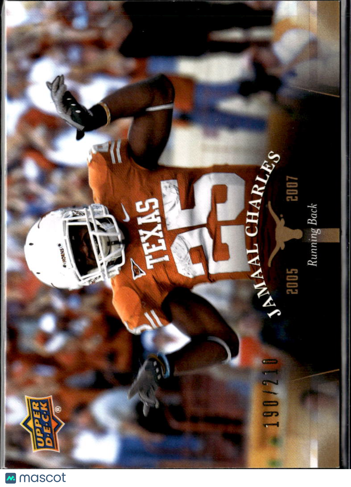 Jamaal Charles 2011 Upper Deck University of Texas GOLD 190/210 Texas Longhorns