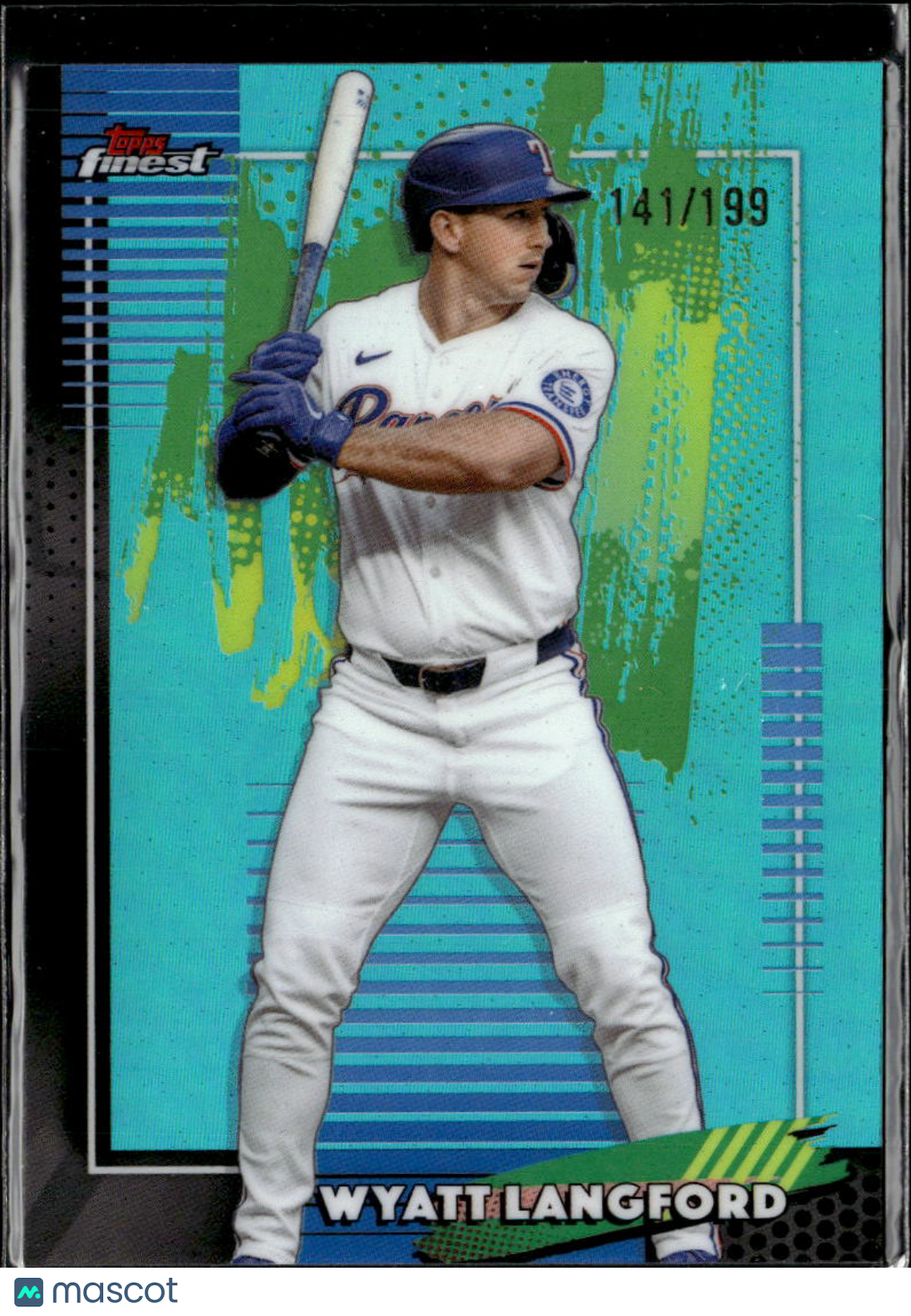 Wyatt Langford 2026 Topps Finest Aqua Refractor 141/199 Texas Rangers