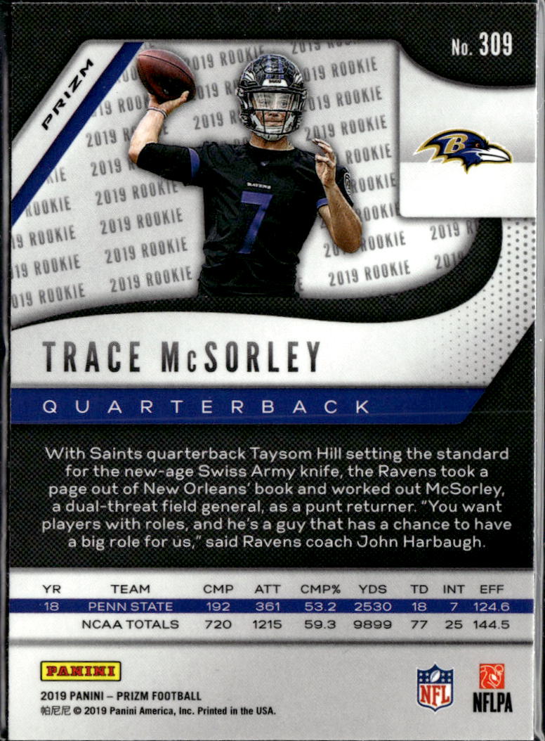Trace McSorley 2019 Panini Prizm RC Red Ice Rookie Baltimore Ravens