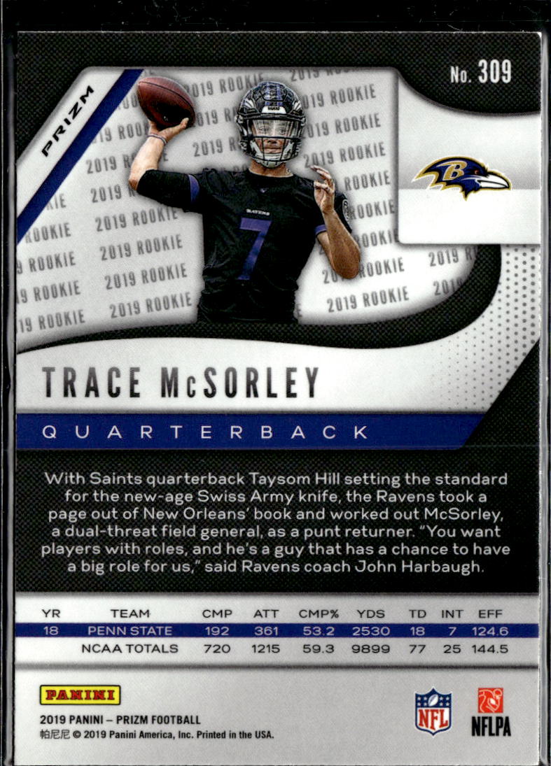 Trace McSorley 2019 Panini Prizm Disco Prizm Rookie RC Baltimore Ravens