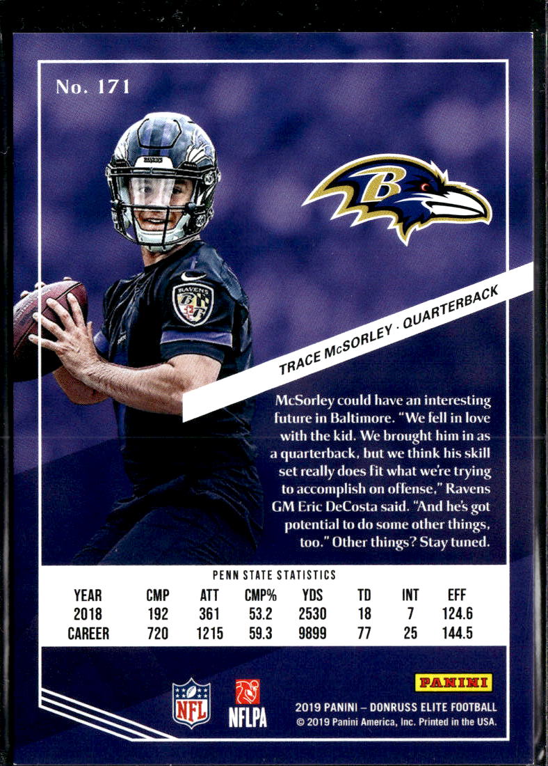 Trace McSorley 2019 Elite Red Rookie RC /299 Baltimore Ravens