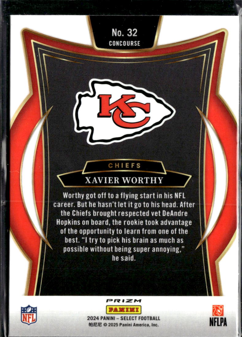 Xavier Worthy 2025 Select Red White Blue Prizm Rookie RC Kansas City Chiefs
