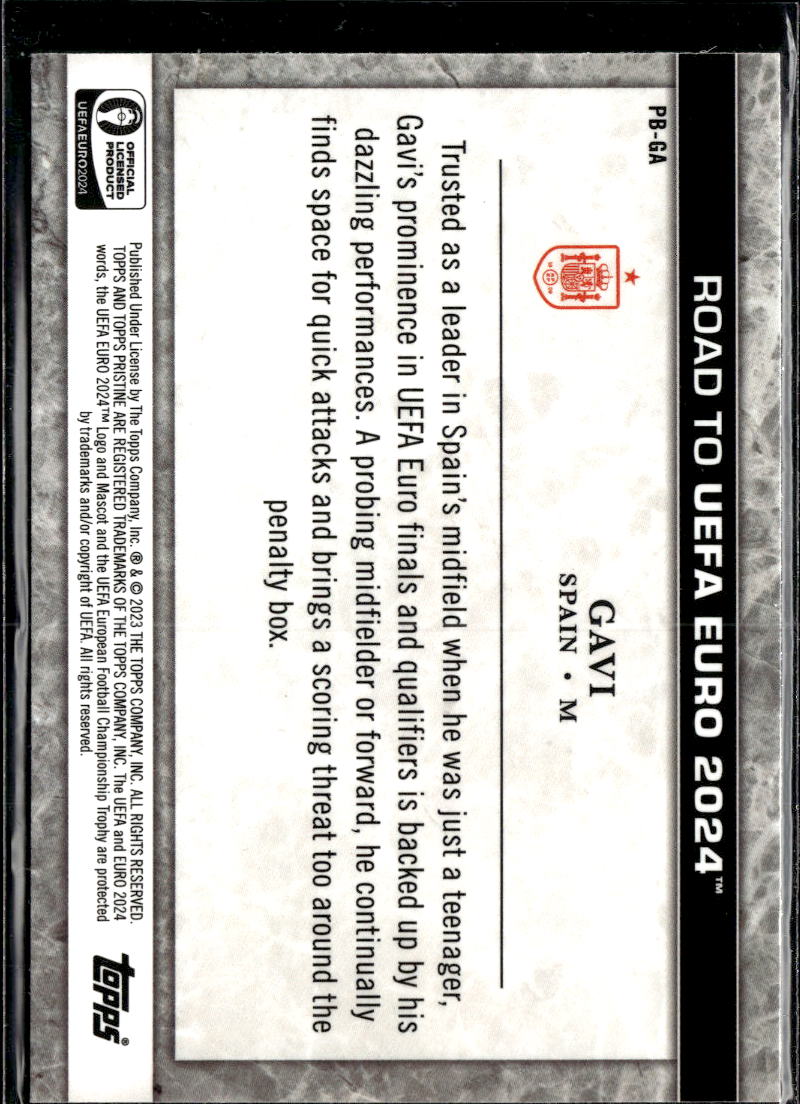 Gavi 2024 Topps Pristine Road to UEFA Euro 2024 Borders Spain