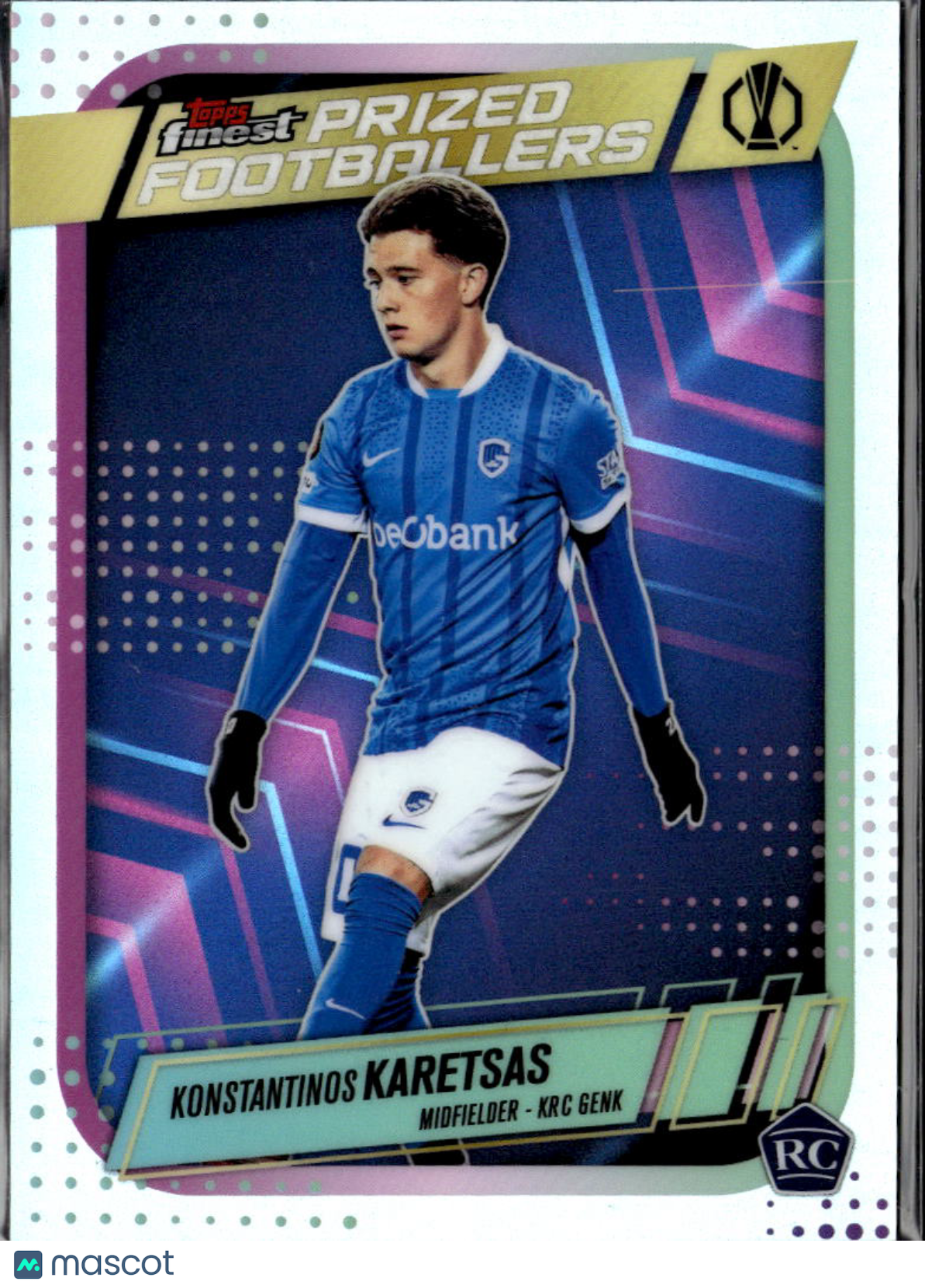 Konstantinos Karetsas 2024 Topps Finest Prized Footballers RC KRC Genk