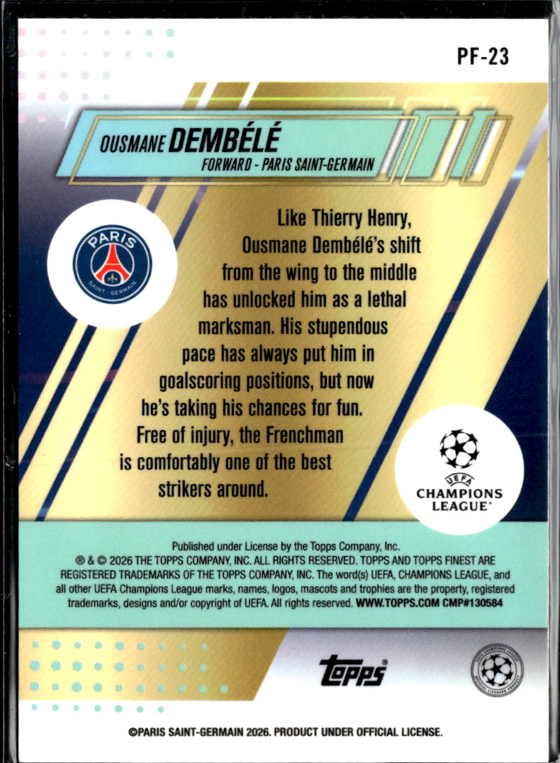 Ousmane Dembélé 2026 Topps Finest Prized Footballers Paris Saint-Germain