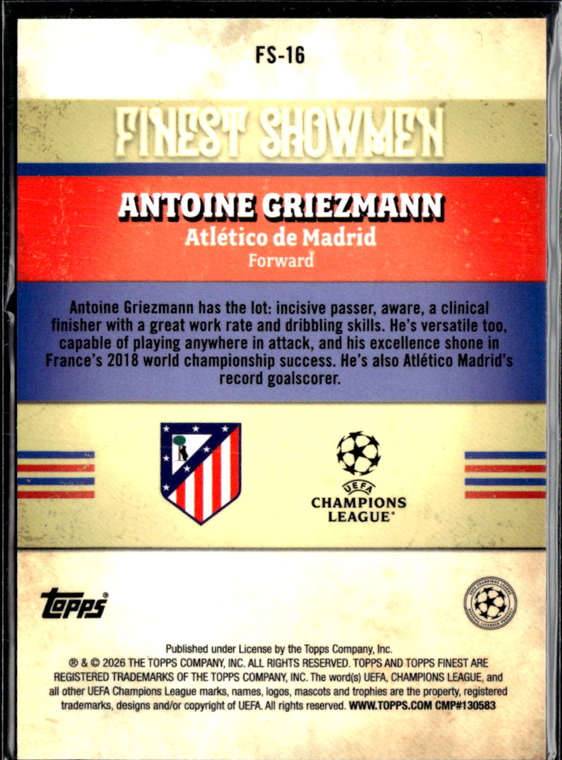 Antoine Griezmann 2026 Topps Finest Finest Showmen Atlético de Madrid