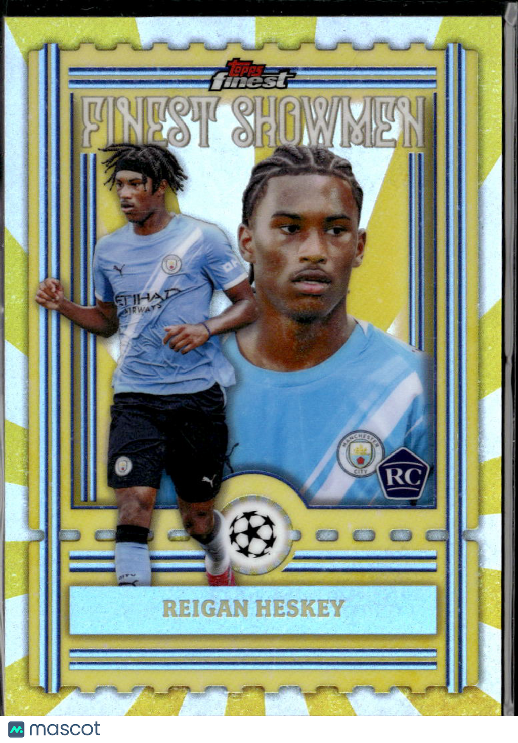 Reigan Heskey 2026 Topps Finest Finest Showmen RC Manchester City