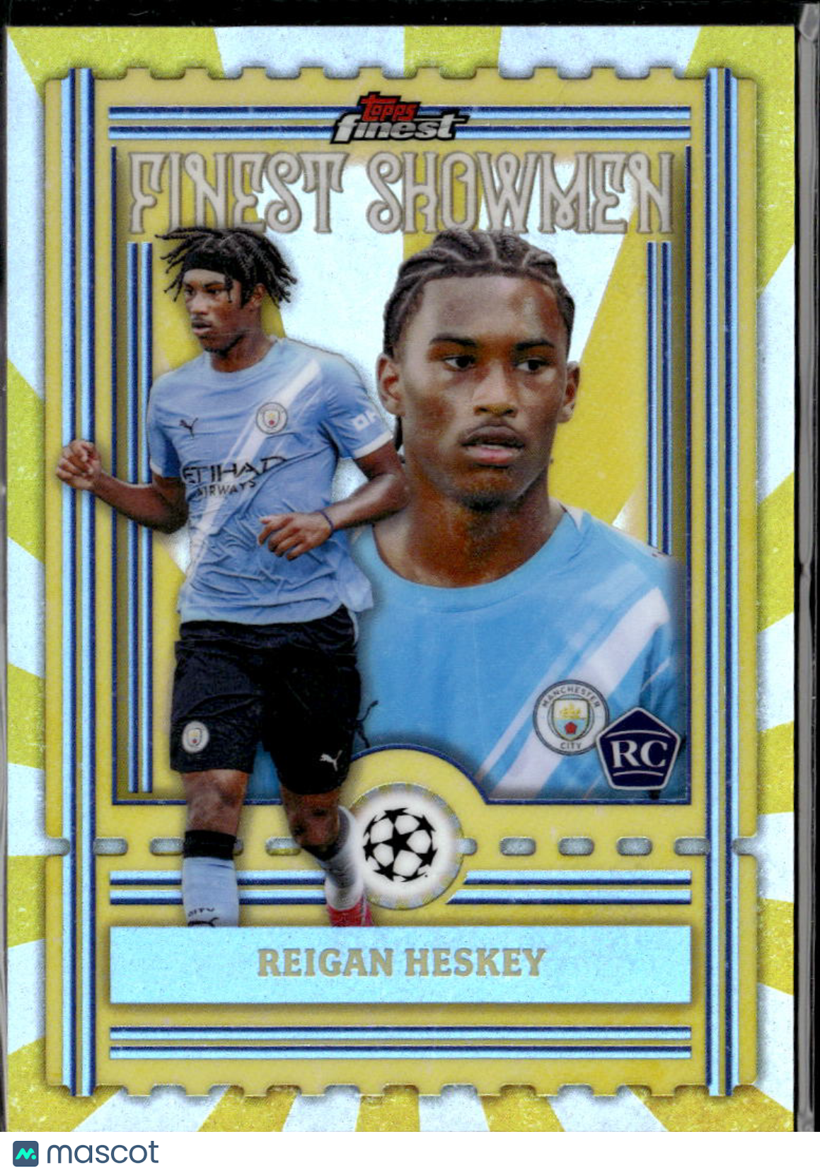 Reigan Heskey 2026 Topps Finest Finest Showmen RC Manchester City