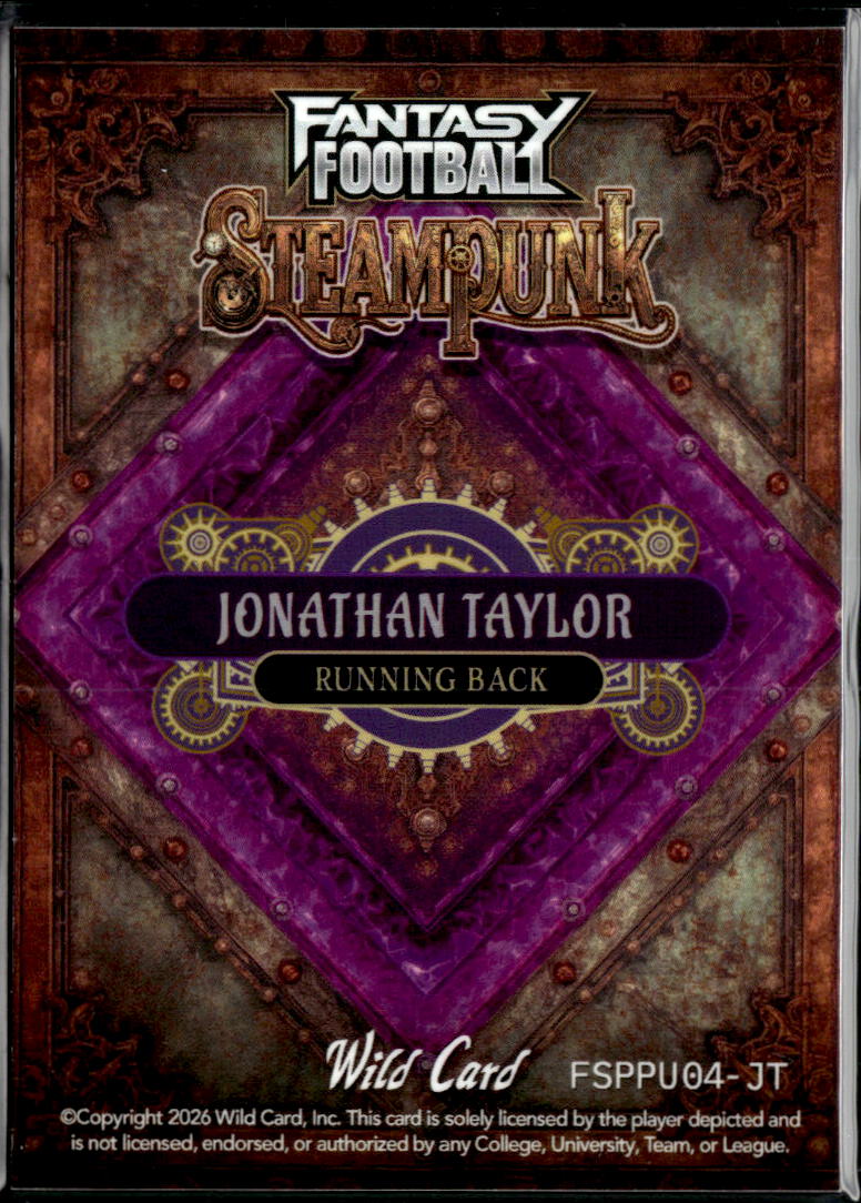 Jonathan Taylor 2026 Wild Card Steampunk Purple Indianapolis Colts 6/8