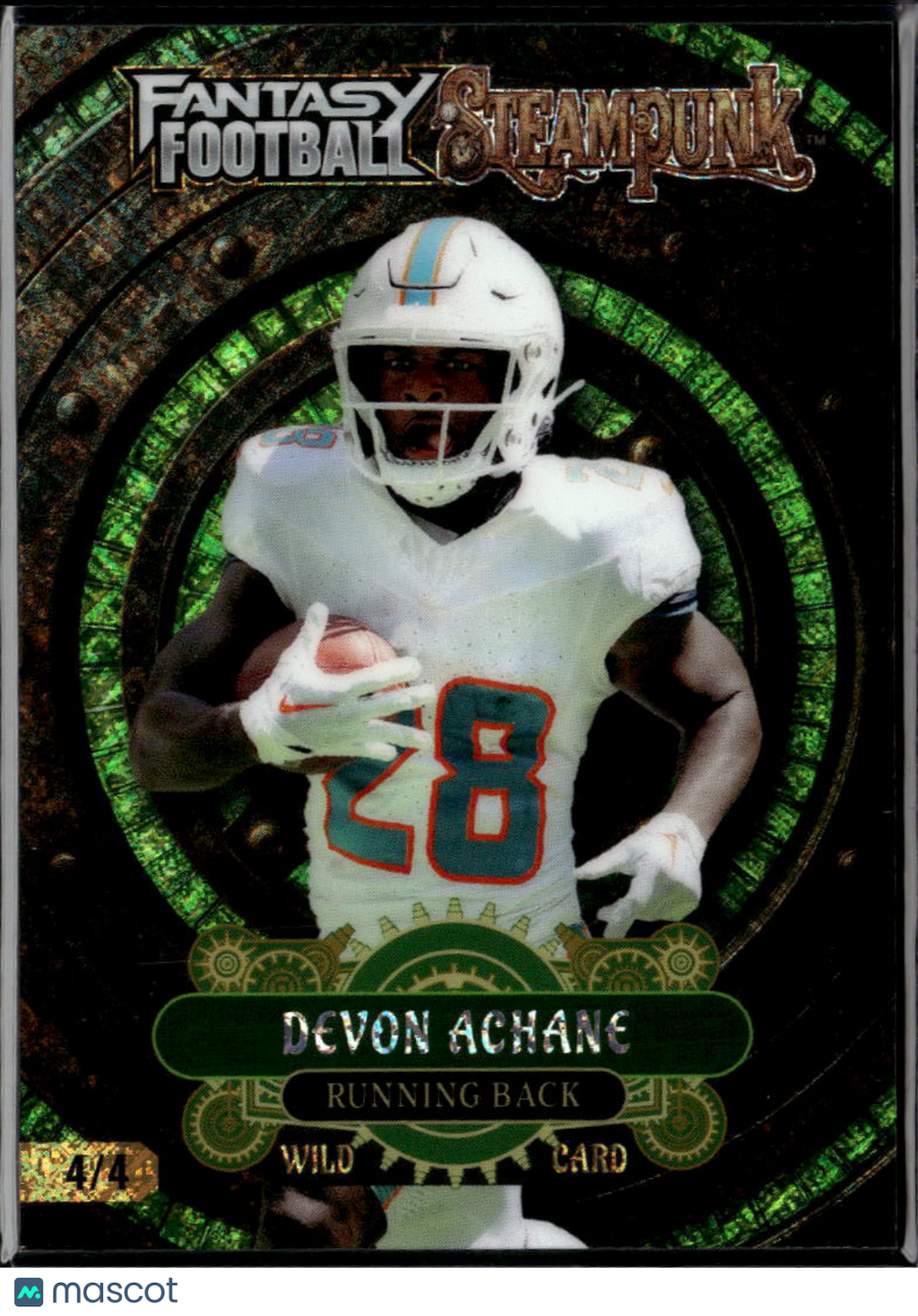 Devon Achane 2026 Wild Card Fantasy Football Steampunk Green 4/4 Miami Dolphins