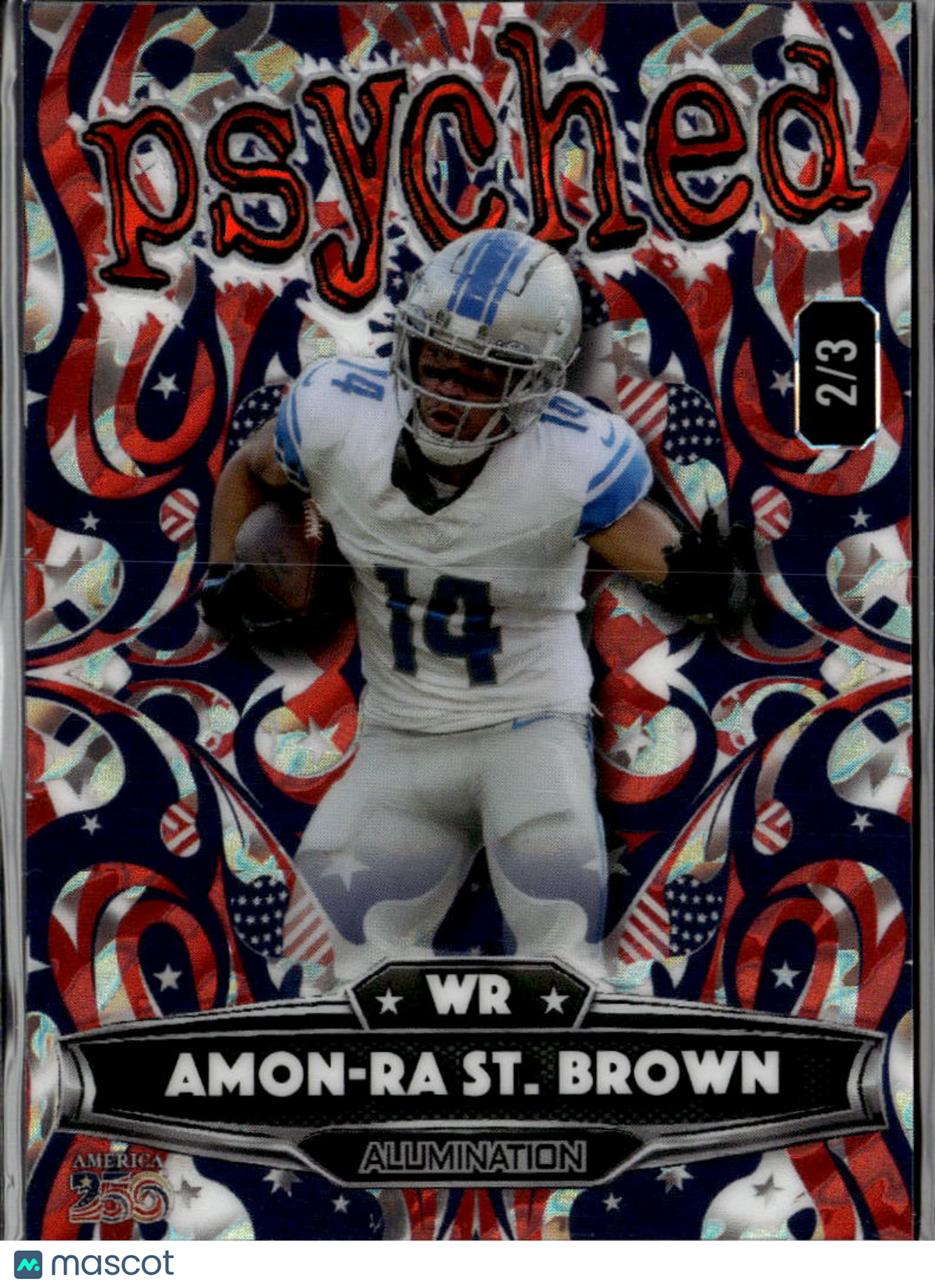 Amon-Ra St. Brown 2026 Wild Card Alumination Psyched 2/3 Detroit Lions