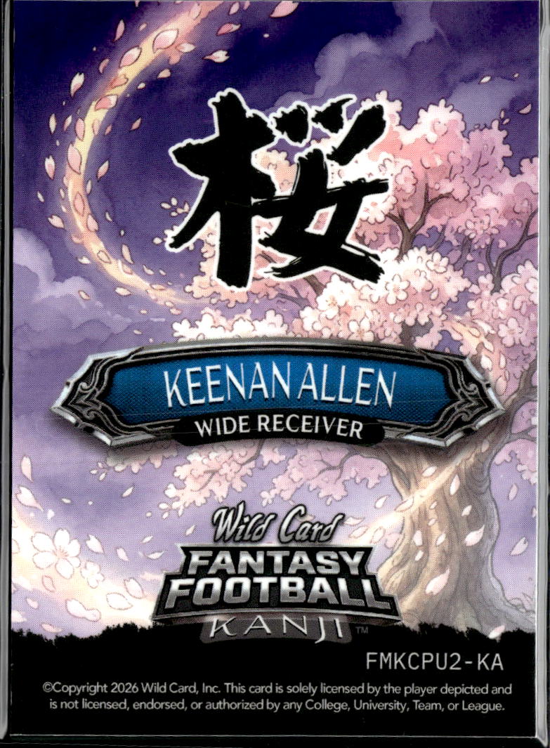 Keenan Allen 2026 Wild Card Fantasy Football Kanji Los Angeles Chargers 3/3