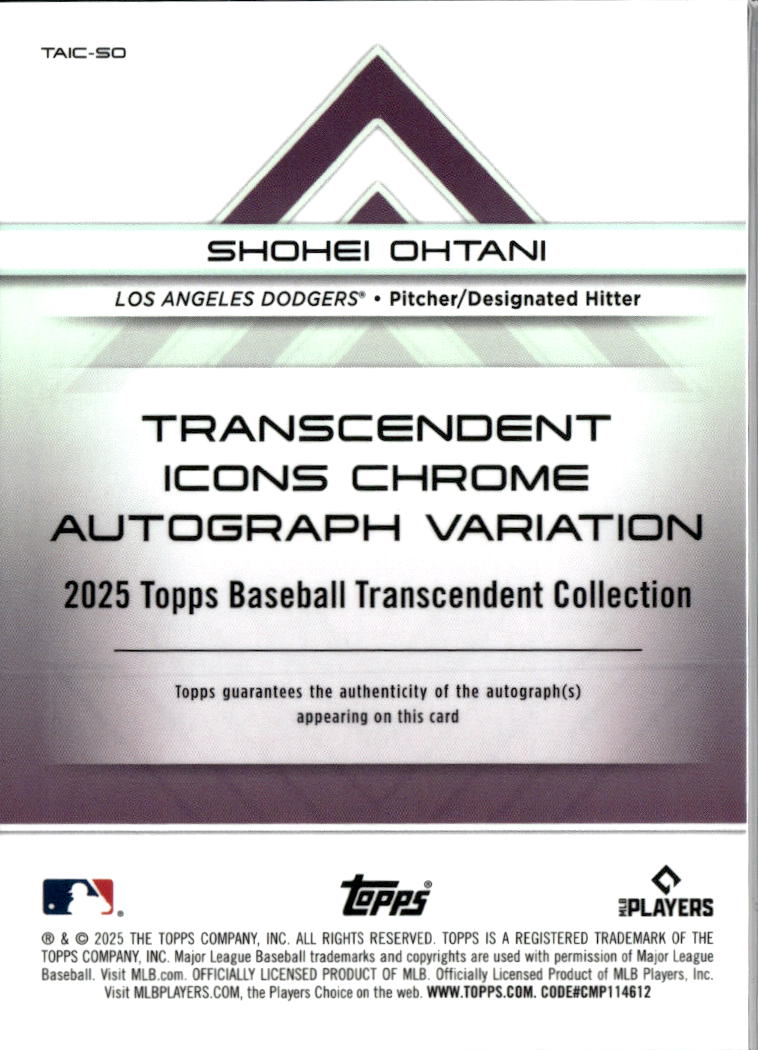 Shohei Ohtani 2025 Topps Transcendent Auto Autograph 16/25 Los Angeles Dodgers