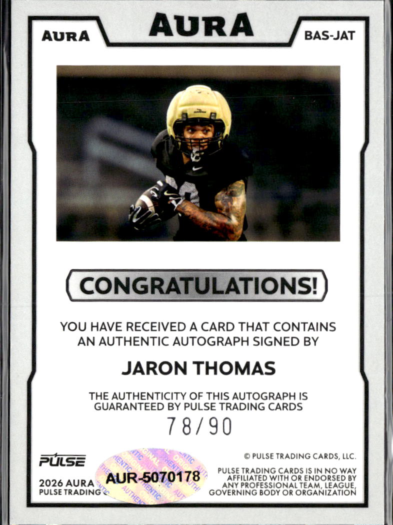 Jaron Thomas 2026 Pulse Aura Auto Autograph RC Minnesota 78/90