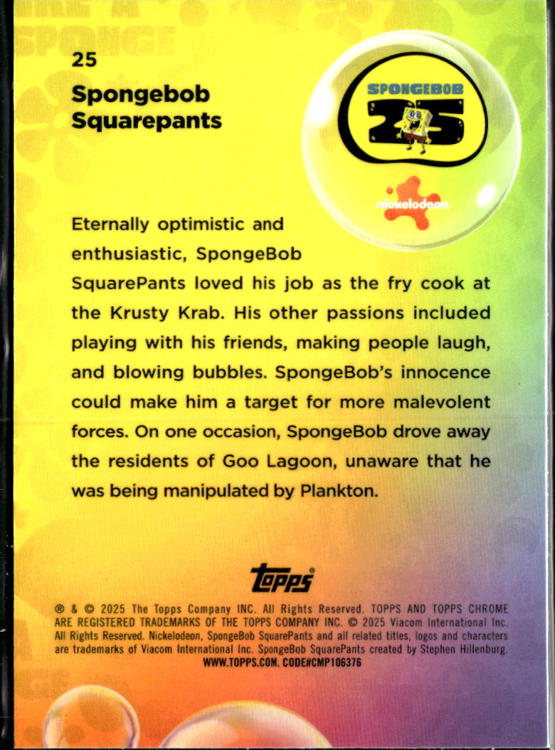 SpongeBob SquarePants 2025 Topps Chrome #25