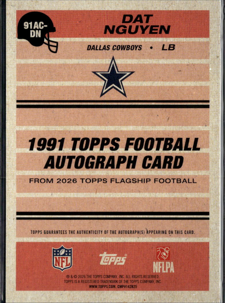 Dat Nguyen 2026 Topps Flagship Auto Autograph Green 80/99 Dallas Cowboys