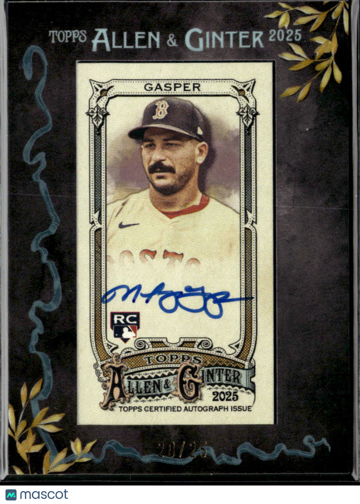Mickey Gasper 2025 Topps Allen & Ginter Auto Autograph RC 20/25 Boston Red Sox