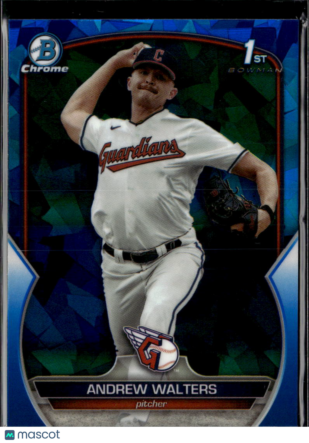 Andrew Walters 2023 Bowman Chrome 1st Sapphire Blue Cleveland Guardians