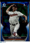 Andrew Walters 2023 Bowman Chrome 1st Sapphire Blue Cleveland Guardians