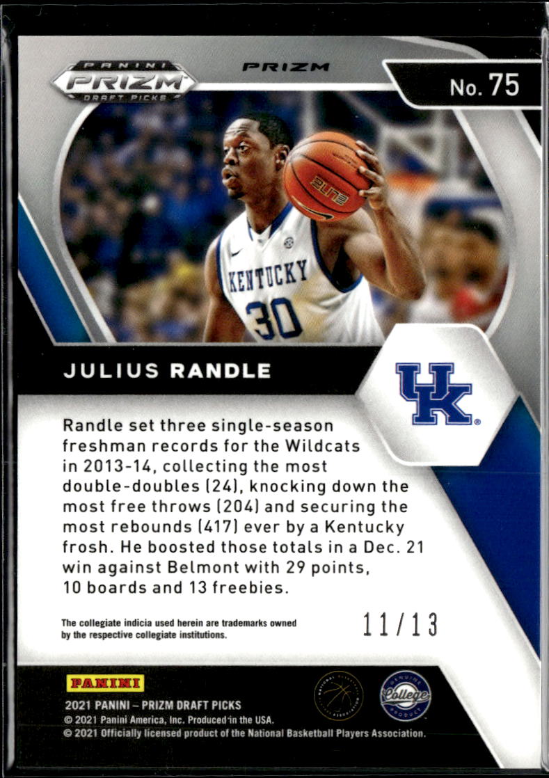 Julius Randle 2021 Prizm Draft Picks Blue Shimmer /13 Kentucky Wildcats