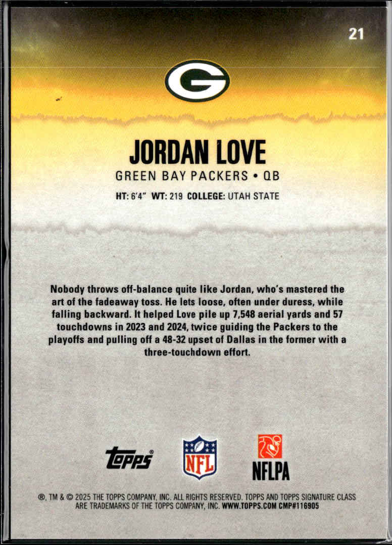 Jordan Love 2025 Topps Signature Class Red 8/25 Green Bay Packers