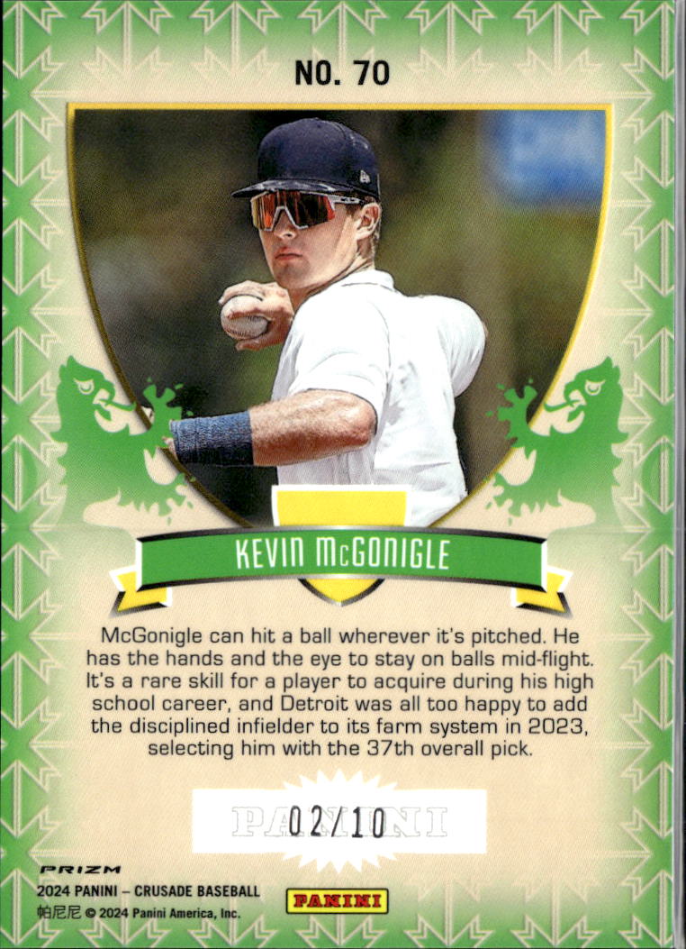 Kevin McGonigle 2024 Prizm Crusade GOLD Prizm RC 2/10 Detroit Tigers