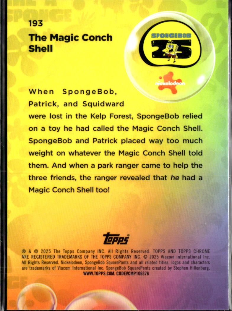 The Magic Conch Shell 2025 Topps Chrome SpongeBob SquarePants Blue 120/150 #193