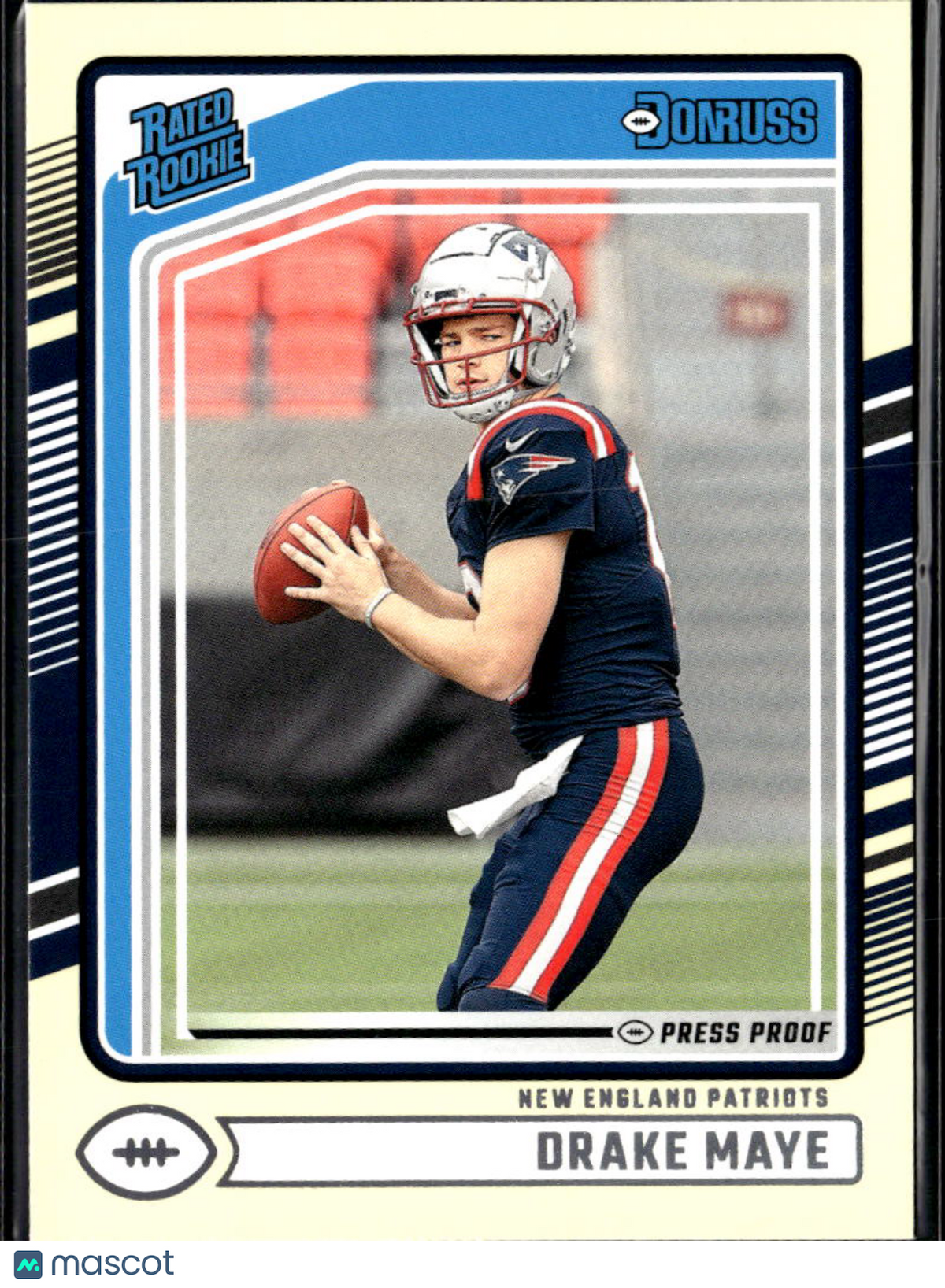 Drake Maye 2024 Donruss Rated Rookie Yellow Press Proof New England Patriots