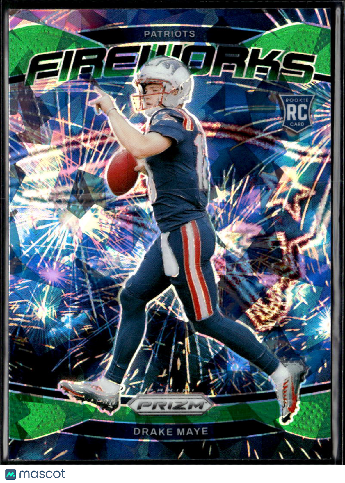 Drake Maye 2024 Panini Prizm Fireworks RC Green Ice New England Patriots