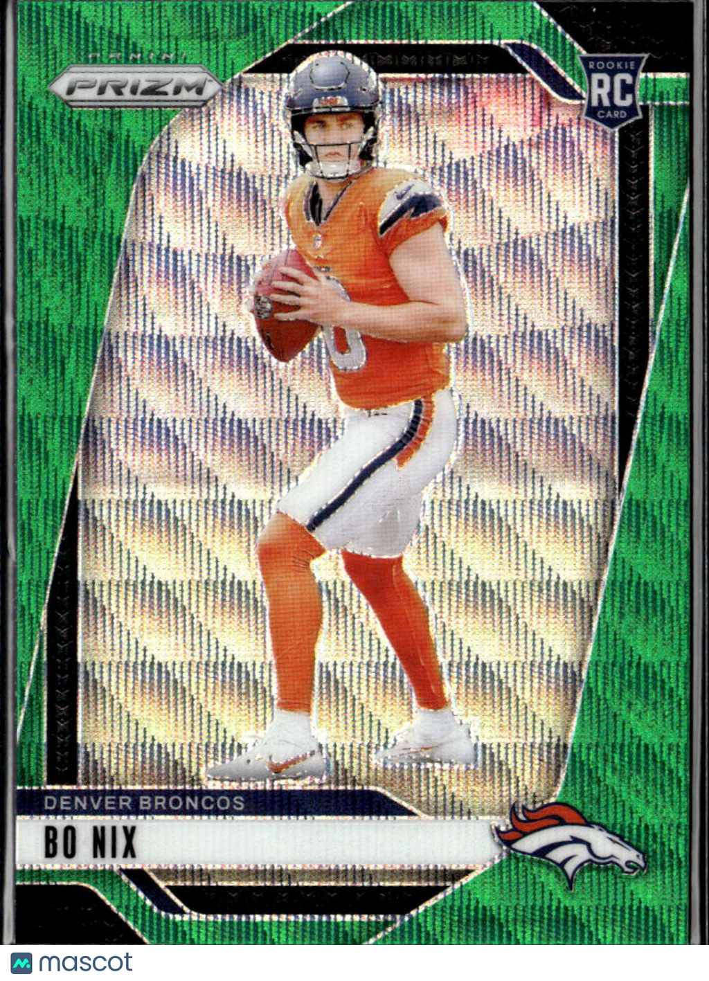 Bo Nix 2024 Panini Prizm Green Wave Rookie RC Denver Broncos