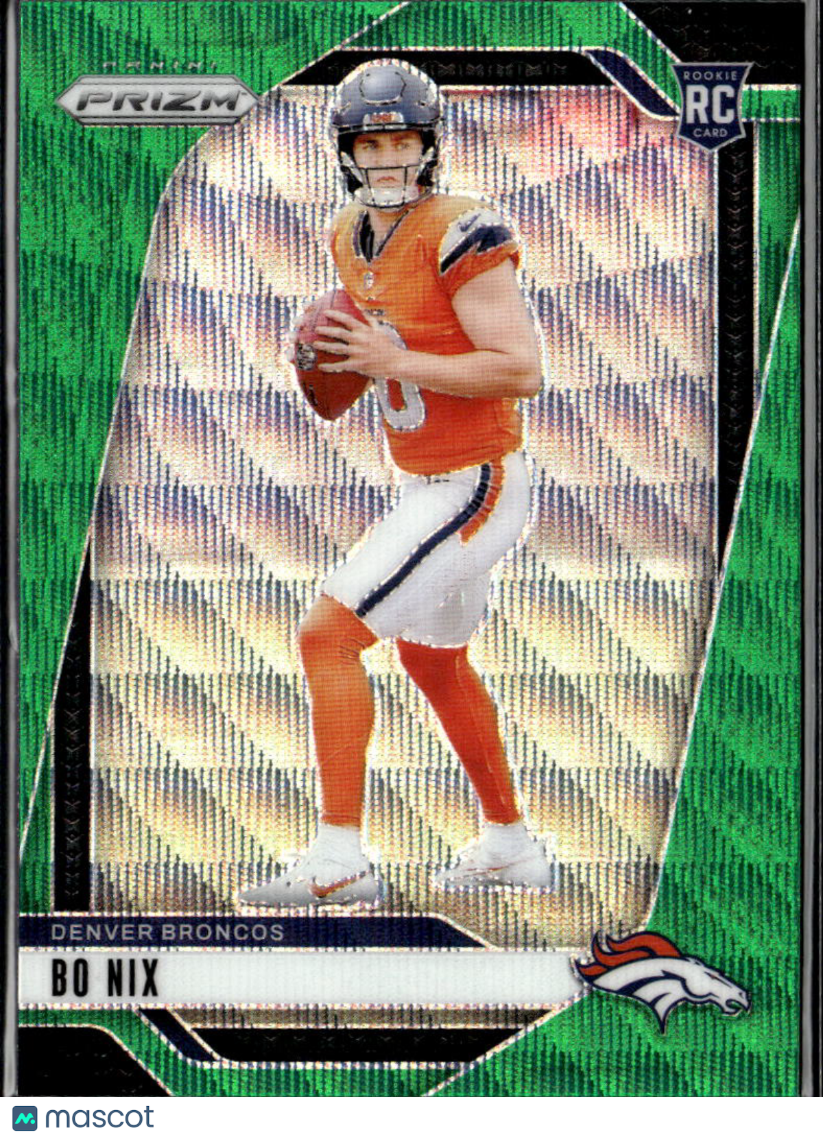 Bo Nix 2024 Panini Prizm Green Wave Rookie RC Denver Broncos