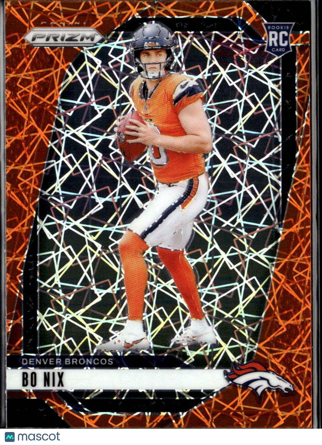 Bo Nix 2024 Panini Prizm Orange Lazer Rookie RC Denver Broncos