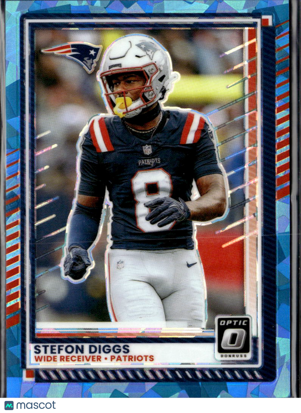 Stefon Diggs 2025 Optic Blue Ice Prizm SSP 12/15 New England Patriots