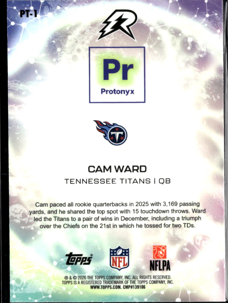 Cam Ward 2026 Topps Resurgence RC Protonyx 32/125 Tennessee Titans