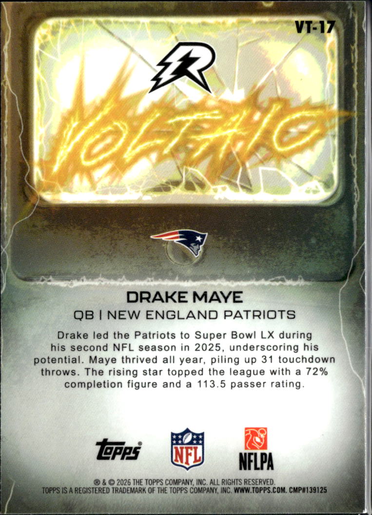 Drake Maye 2026 Topps Resurgence Yellow 93/225 New England Patriots